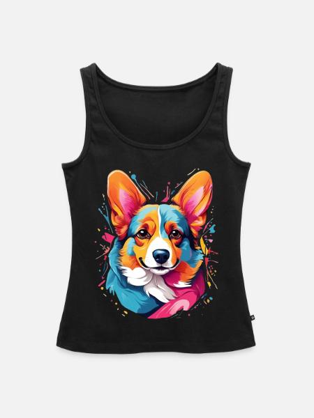 Corgi Splash - Frauen Premium Organic Tank Top - Schwarz