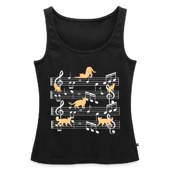 Cats playing with music note cat - Women’s Premium Organic Tank top - black - Front - AI Model Female 172 light (172cm)