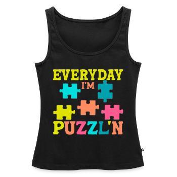 Puzzle Pièce Puzzle Amateur de Puzzle - Débardeur bio Premium Femme - noir - Devant - AI Model Female 172 light (172cm)
