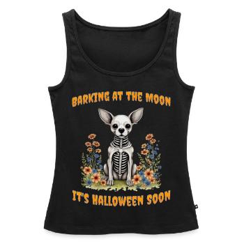 Aboyer à la lune, c’est bientôt Halloween - Débardeur bio Premium Femme - noir - Devant - AI Model Female 172 light (172cm)
