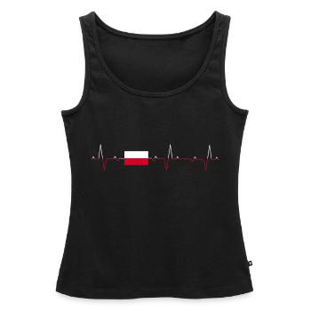 Pologne Drapeau Polonais Polonais Polonais Battements de Coeur Polonais - Débardeur bio Premium Femme - noir - Devant - AI Model Female 172 light (172cm)