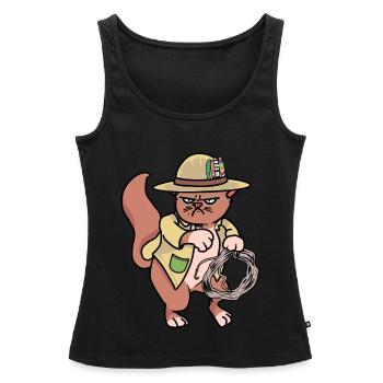 Chat Wild West Cowboy Ranch Lasso Hippie - Débardeur bio Premium Femme - noir - Devant - AI Model Female 172 light (172cm)
