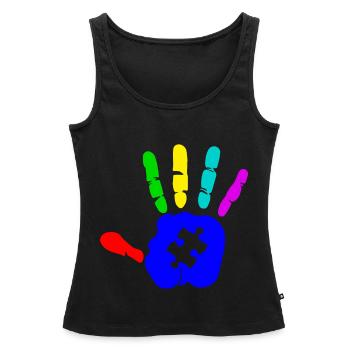 AUTISM PUZZLE HAND Cadeau de sensibilisation à l'autisme - Débardeur bio Premium Femme - noir - Devant - AI Model Female 172 light (172cm)