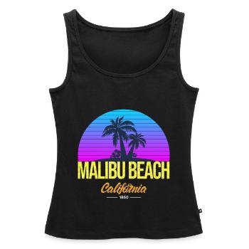 Plage de Malibu Californie - Débardeur bio Premium Femme - noir - Devant - AI Model Female 172 light (172cm)