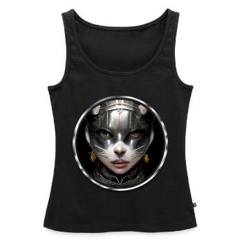 Cat Lady in Armor Jeu de rôle fantastique - Débardeur bio Premium Femme - noir - Devant - AI Model Female 172 light (172cm)