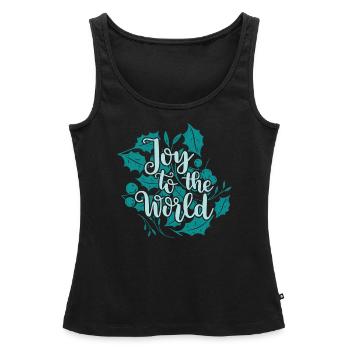 Joy to the World (sombre) - Débardeur bio Premium Femme - noir - Devant - AI Model Female 172 light (172cm)