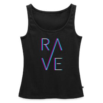 Techno Rave Festival Electro Music Raver - Débardeur bio Premium Femme - noir - Devant - AI Model Female 172 light (172cm)