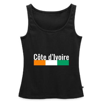 Côte d’Ivoire Côte d’Ivoire Drapeau ivoirien - Débardeur bio Premium Femme - noir - Devant - AI Model Female 172 light (172cm)