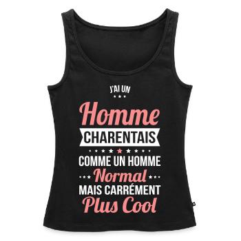 J'ai un homme Charentais plus cool - Débardeur bio Premium Femme - noir - Devant - AI Model Female 172 light (172cm)