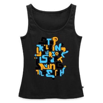 stopkillingyaself_3f - Frauen Premium Organic Tank Top - Schwarz - Vorne - AI Model Female 172 light (172cm)