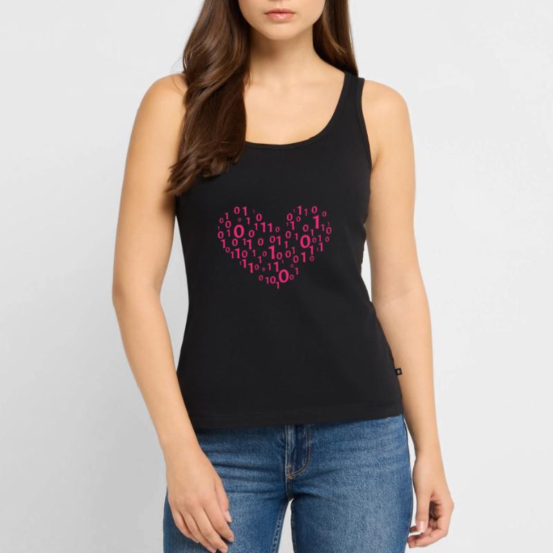 Heart Binary Coding Computer Science Gift Women’s Premium Organic Tank top