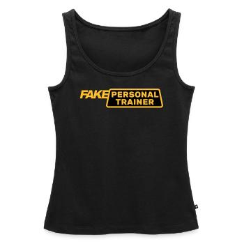 FAKE PERSONAL TRAINER (faux taxi) - Débardeur bio Premium Femme - noir - Devant - AI Model Female 172 light (172cm)