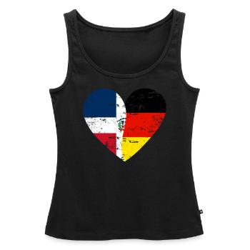 Dominican Republic Germany Flag Heart - Women’s Premium Organic Tank top - black - Front - AI Model Female 172 light (172cm)