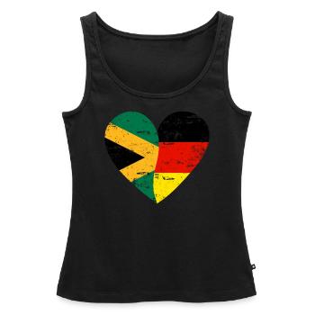 Jamaïque Allemagne Flag Heart - Débardeur bio Premium Femme - noir - Devant - AI Model Female 172 light (172cm)