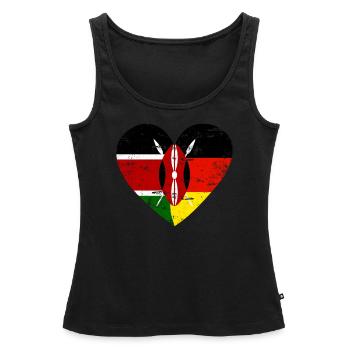 Kenya Allemagne Flag Heart2 - Débardeur bio Premium Femme - noir - Devant - AI Model Female 172 light (172cm)