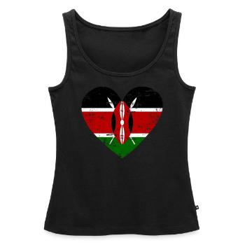 Cœur de drapeau du Kenya - Débardeur bio Premium Femme - noir - Devant - AI Model Female 172 light (172cm)