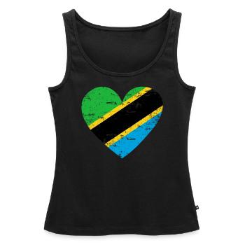 Cœur de drapeau de la Tanzanie - Débardeur bio Premium Femme - noir - Devant - AI Model Female 172 light (172cm)