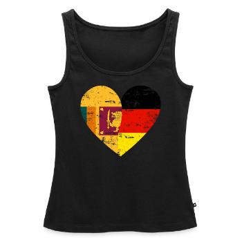 Sri Lanka Deutschland Flaggenherz - Frauen Premium Organic Tank Top - Schwarz - Vorne - AI Model Female 172 light (172cm)