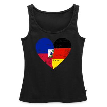 Haïti Allemagne Flag Coeur - Débardeur bio Premium Femme - noir - Devant - AI Model Female 172 light (172cm)
