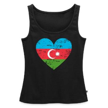 Aserbaidschan Flaggenherz - Frauen Premium Organic Tank Top - Schwarz - Vorne - AI Model Female 172 light (172cm)