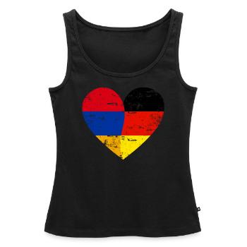 Arménie Allemagne Drapeau Coeur - Débardeur bio Premium Femme - noir - Devant - AI Model Female 172 light (172cm)