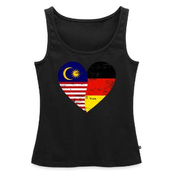 Malaisie Allemagne Flag Heart - Débardeur bio Premium Femme - noir - Devant - AI Model Female 172 light (172cm)