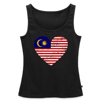 Malaysia Flaggenherz - Frauen Premium Organic Tank Top - Schwarz - Vorne - AI Model Female 172 light (172cm)