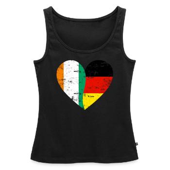 Côte d’Ivoire Allemagne Flag Heart - Débardeur bio Premium Femme - noir - Devant - AI Model Female 172 light (172cm)