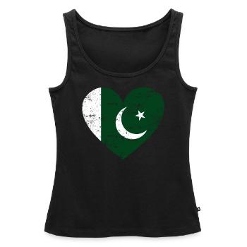 Pakistan Flag Heart - Women’s Premium Organic Tank top - black - Front - AI Model Female 172 light (172cm)