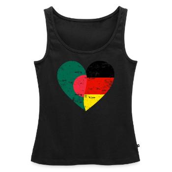 Bangladesh Allemagne Flag Heart - Débardeur bio Premium Femme - noir - Devant - AI Model Female 172 light (172cm)
