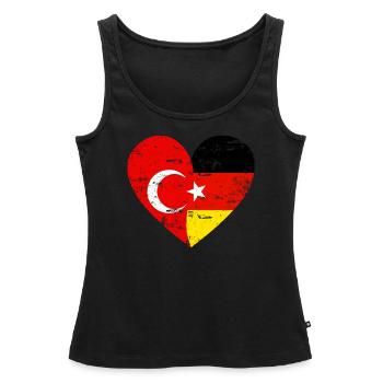 Turkey Germany Flag Heart - Women’s Premium Organic Tank top - black - Front - AI Model Female 172 light (172cm)