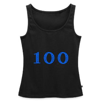 100 ANS. 100e ANNIVERSAIRE. ANNIVERSAIRE 100 ANS. - Débardeur bio Premium Femme - noir - Devant - AI Model Female 172 light (172cm)