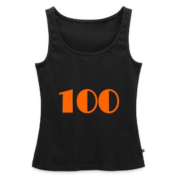 100. 100 ANS. 100e ANNIVERSAIRE. ANNIVERSAIRE - Débardeur bio Premium Femme - noir - Devant - AI Model Female 172 light (172cm)