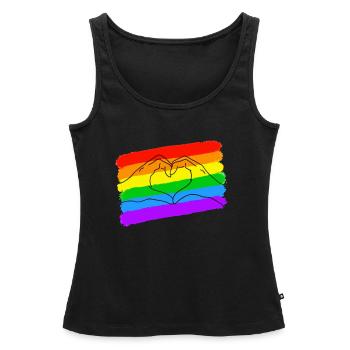 Pride LGBTQ love is love heart hands - Frauen Premium Organic Tank Top - Schwarz - Vorne - AI Model Female 172 light (172cm)