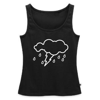 Nuage orages cadeau foudre pluie gouttes météo - Débardeur bio Premium Femme - noir - Devant - AI Model Female 172 light (172cm)