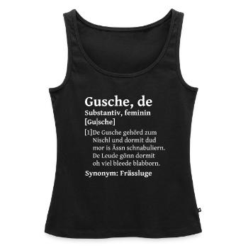 Gusche bouche saxon dictionnaire lexique saxon - Débardeur bio Premium Femme - noir - Devant - AI Model Female 172 light (172cm)