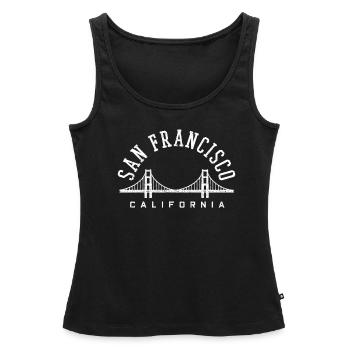 San Francisco California USA California Souvenir - Débardeur bio Premium Femme - noir - Devant - AI Model Female 172 light (172cm)