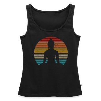 Buddha Vintage Zen Buddhist Yoga Meditation - Women’s Premium Organic Tank top - black - Front - AI Model Female 172 light (172cm)