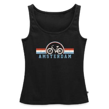 Amsterdam Vintage Fahrrad Hollandrad Souvenir - Frauen Premium Organic Tank Top - Schwarz - Vorne - AI Model Female 172 light (172cm)