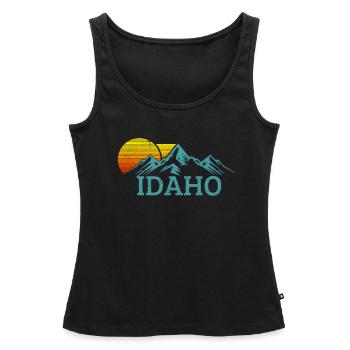 Souvenirs vintage Idaho USA - Débardeur bio Premium Femme - noir - Devant - AI Model Female 172 light (172cm)