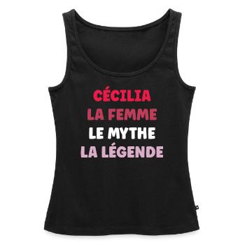 Cécilia la femme le mythe la légende - Débardeur bio Premium Femme - noir - Devant - AI Model Female 172 light (172cm)