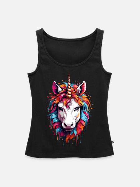 Buntes Einhorn-Pferdchen - Frauen Premium Organic Tank Top - Schwarz