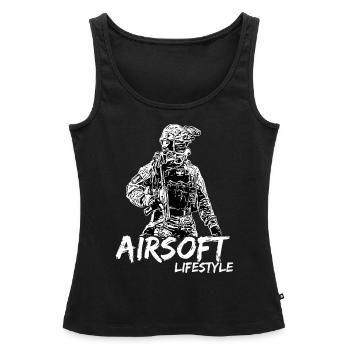 Airsoft / Softair / Softgun / AEG Airsoft Milsim - Débardeur bio Premium Femme - noir - Devant - AI Model Female 172 light (172cm)