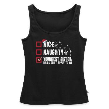 Christmas Sister Nice Naughty Youngest Sister - Women’s Premium Organic Tank top - black - Front - AI Model Female 172 light (172cm)