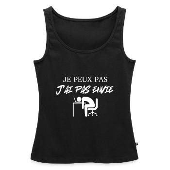 je peux pas j'ai pas envie - Débardeur bio Premium Femme - noir - Devant - AI Model Female 172 light (172cm)