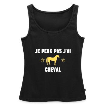 je peux pas jai cheval - Débardeur bio Premium Femme - noir - Devant - AI Model Female 172 light (172cm)