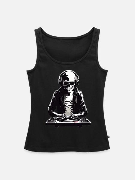 Skelleton DJ in b/w - Frauen Premium Organic Tank Top - Schwarz