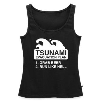 Plan d’évacuation après le tsunami - Débardeur bio Premium Femme - noir - Devant - AI Model Female 172 light (172cm)