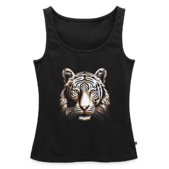 Impression sur toile Dynamic Op Art Tiger - Débardeur bio Premium Femme - noir - Devant - AI Model Female 172 light (172cm)