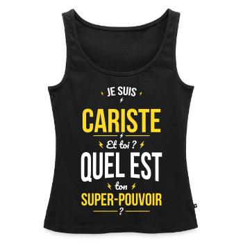 Je suis cariste - Super-pouvoir - Débardeur bio Premium Femme - noir - Devant - AI Model Female 172 light (172cm)